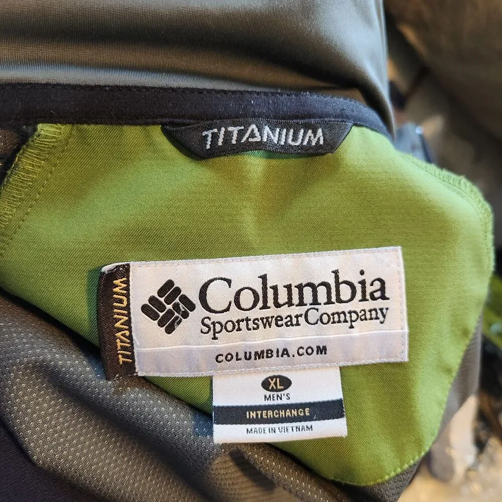 Columbia Titanium Interchange Mens XL FLAWS Green Brown Colorblock Shell Jacket